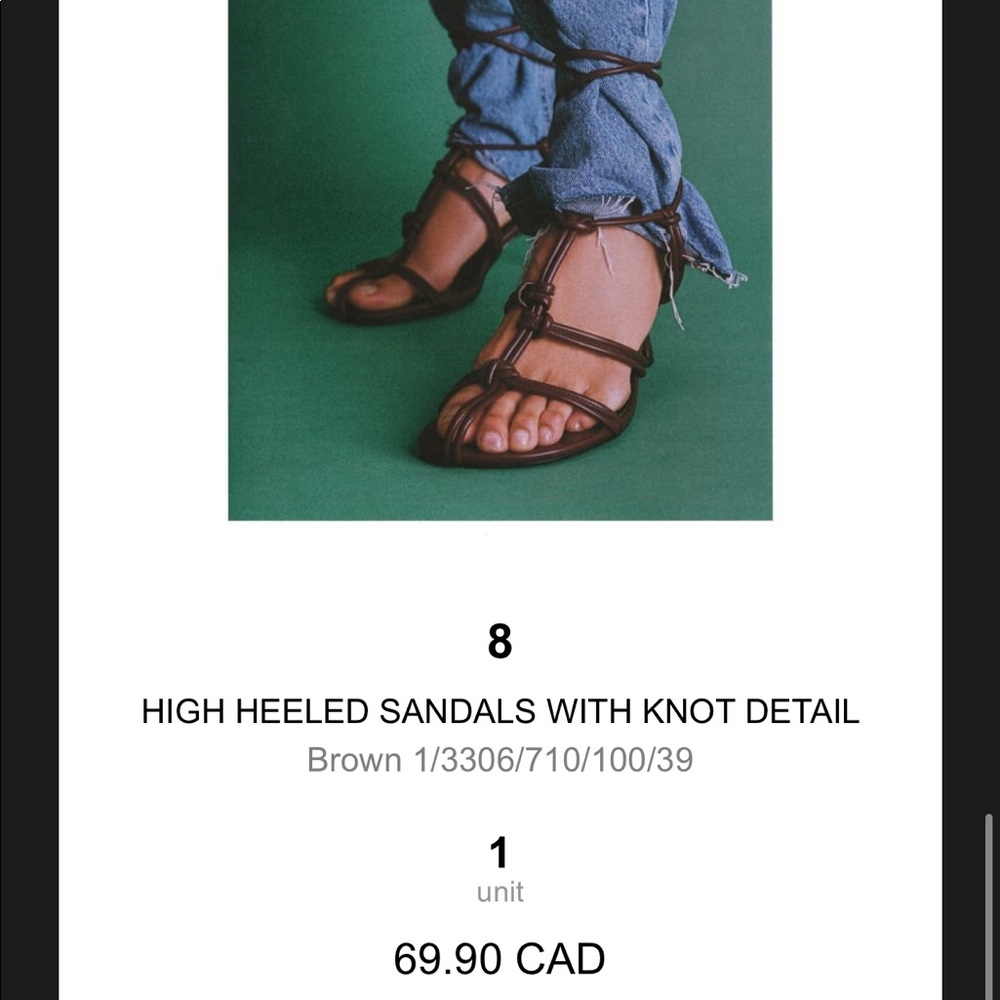 ZARA BROWN KNOTTED HEELED SANDALS